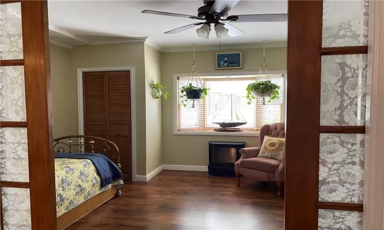 First floor bedroom with pocket doors for privacy.