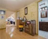 Tiled office space with sink