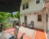 Wooden terrace featuring grilling area