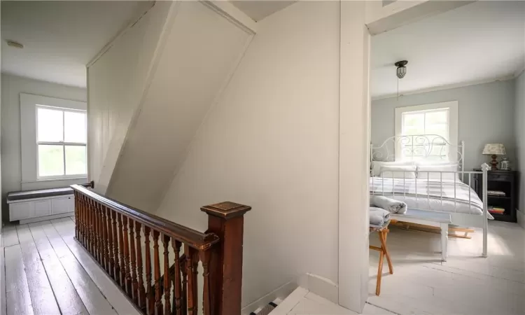 Staircase with plenty of natural light.