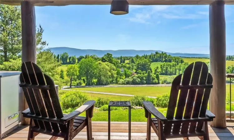 Deck featuring a mountain view