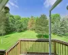 Wooden deck featuring a lawn