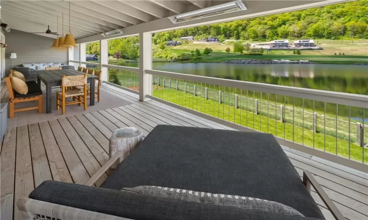 Wooden terrace with a water view