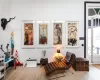 Living area with light wood-type flooring