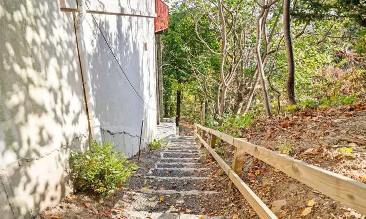 Stairs Leading Down to Back of the House Towards the Trails