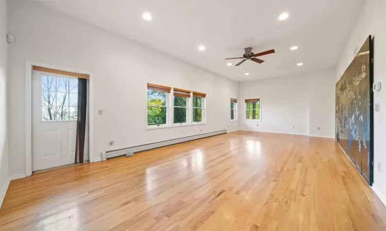 Finished Family Room with walk-out to Mountainside Steps to Trail Area