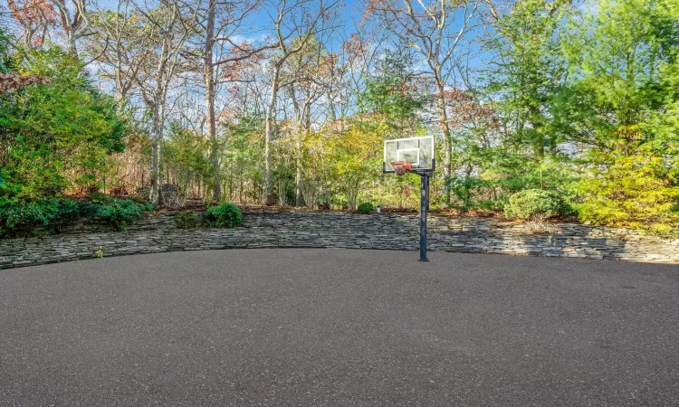 View of patio / terrace featuring basketball hoop