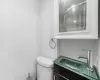 Bathroom with vanity and toilet