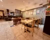 View of tiled dining room