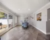 Dining space with crown molding