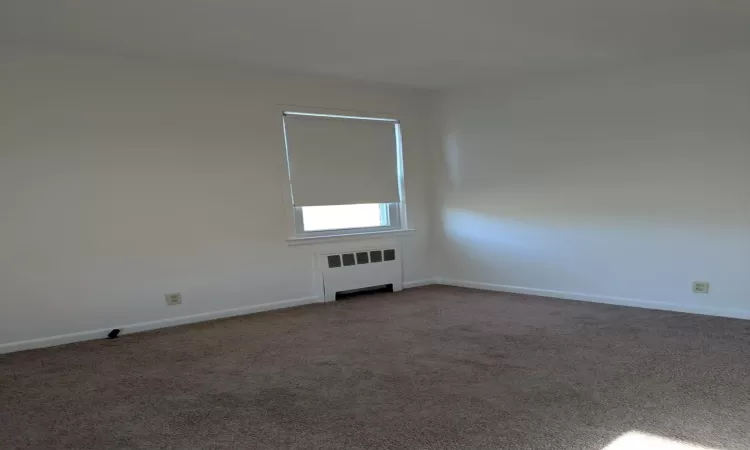 Carpeted spare room with radiator heating unit