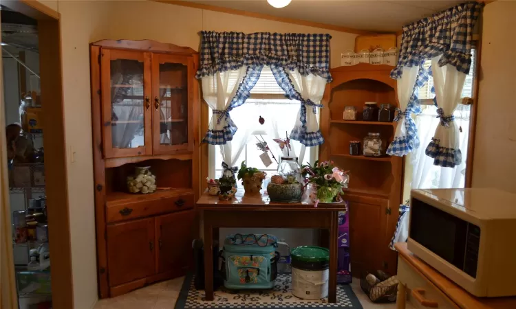 Built in cabinets off kitchen