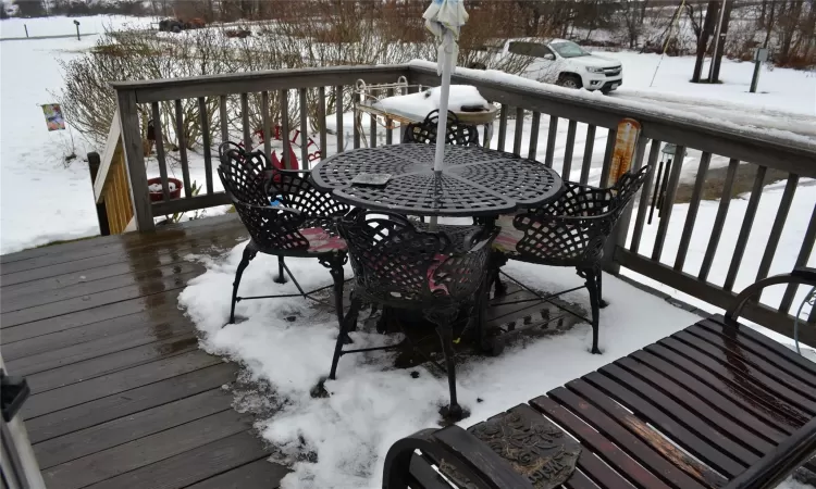 View of snow covered deck