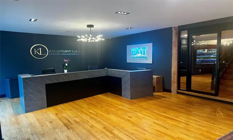 Reception area featuring a chandelier