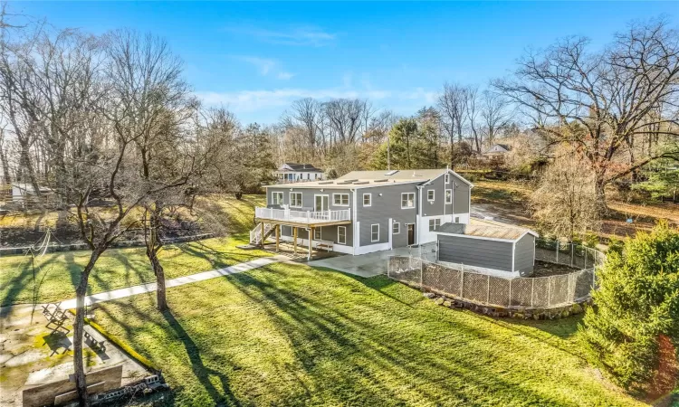 Ariel view of the backyard.