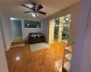 Hallway featuring parquet floors