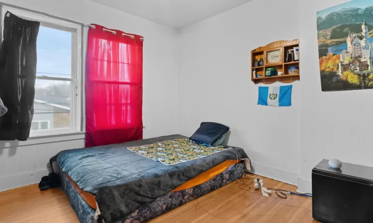 Bedroom featuring multiple windows and hardwood / wood-style flooring