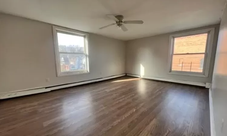 Bedroom with new flooring.