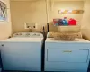 Clothes washing area with washer and dryer