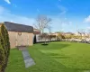 View of yard featuring a shed