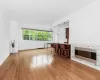 Living room with light wood-type flooring