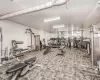 Workout area with carpet flooring