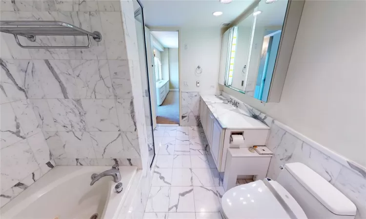 Master Bathroom with Spa Tub and Walk-In Shower