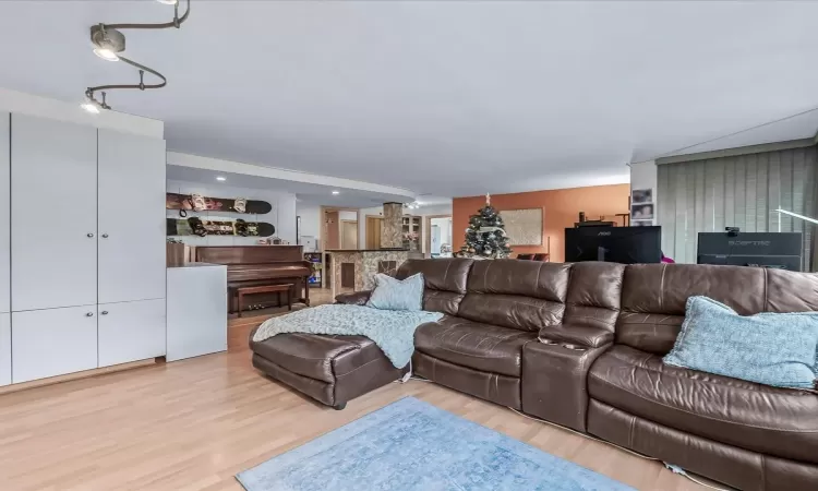 Living room featuring light wood-type flooring