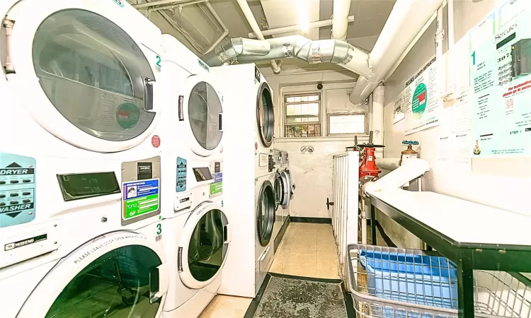 Laundry area with independent washer and dryer and stacked washer / drying machine