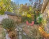 View of yard featuring a shed