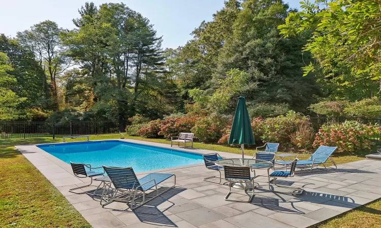 View of swimming pool with a patio area