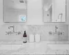 Bathroom featuring sink, tasteful backsplash, and crown molding