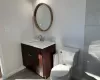 Bathroom with vanity and toilet