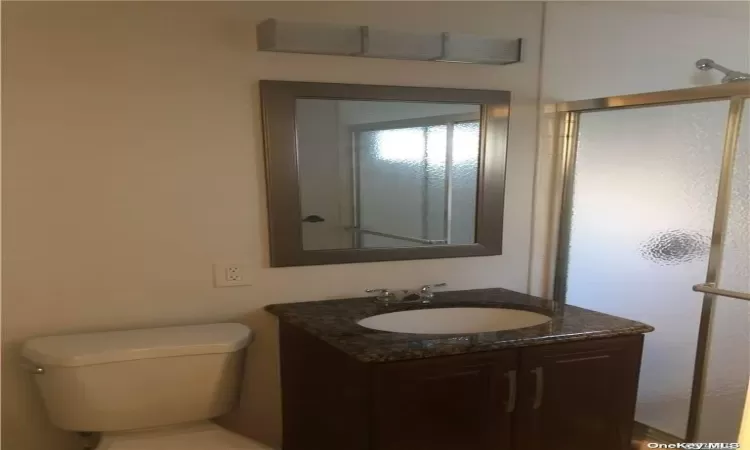 Bathroom with vanity and toilet