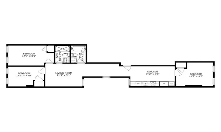 3 Bedroom 2 Bath Floor plan