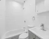 Full bathroom with vanity, toilet, and bathtub / shower combination