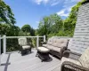 Wooden deck with an outdoor hangout area