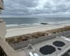 View of water feature with a beach view