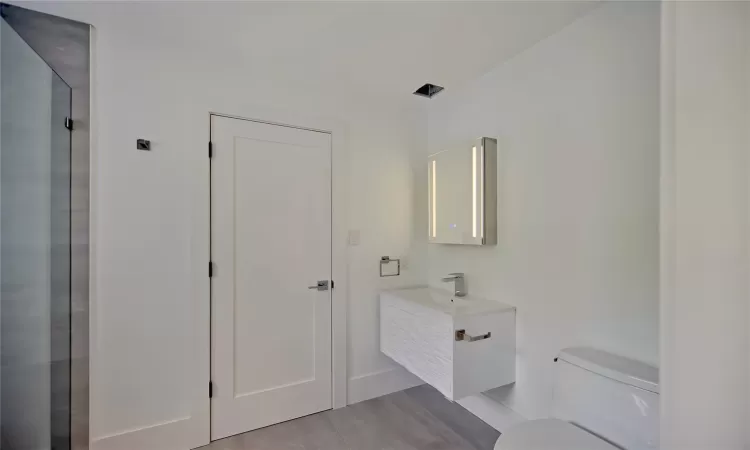 Bathroom with vanity and toilet