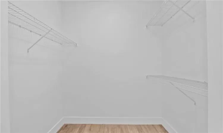 Spacious closet with hardwood / wood-style floors