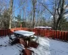 View of snow covered deck