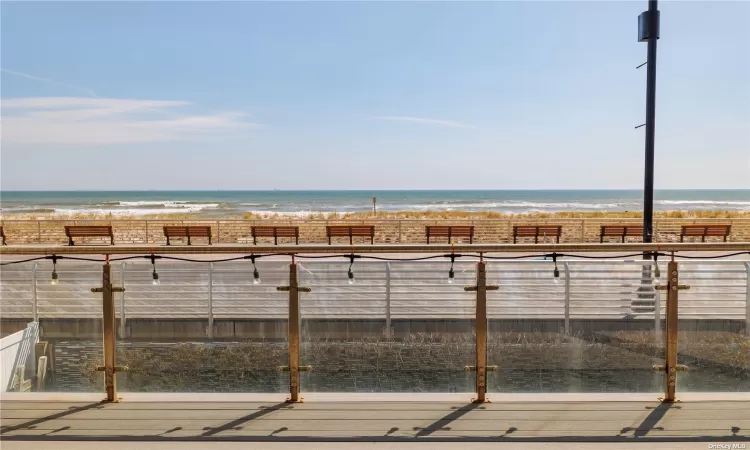 View of water feature with a beach view