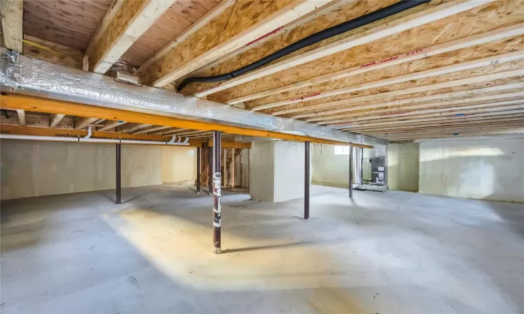 Basement with heating unit