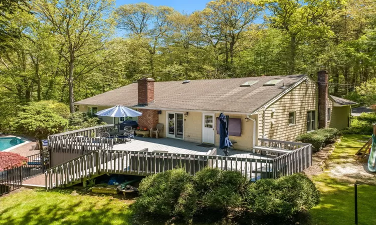 Back of house with a wooden deck