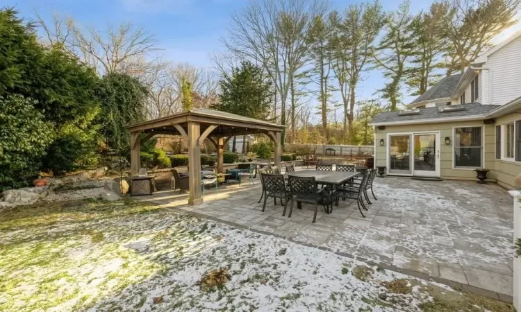 View of patio with a gazebo