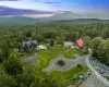 Aerial view at dusk with a mountain view