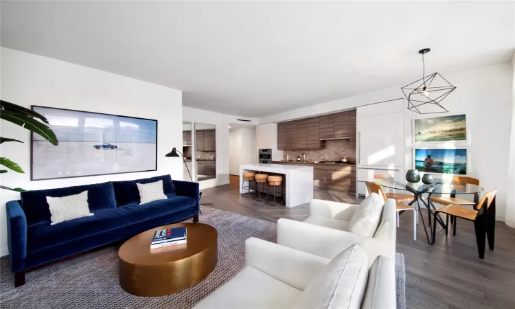 Living room featuring dark hardwood / wood-style floors