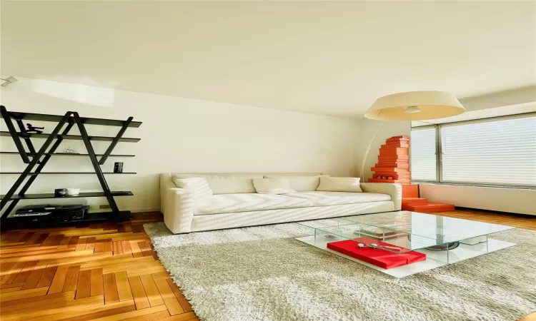 Living room with parquet flooring