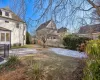 View of yard with a garage