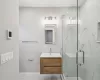 Bathroom with vanity and toilet